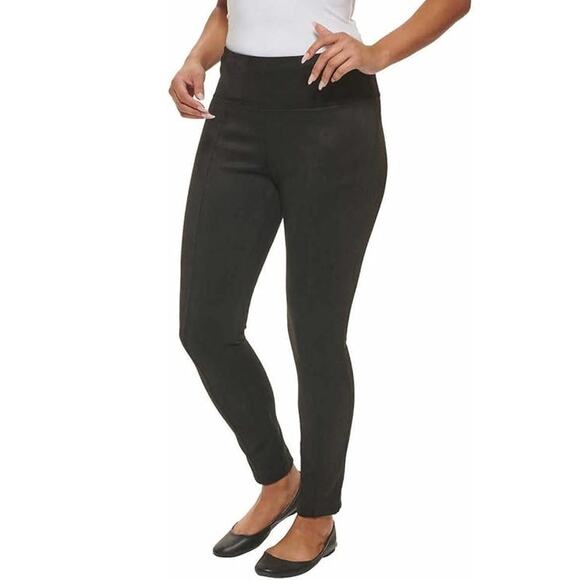 Andrew Marc Pants - Andrew Marc Black Faux Suede Seamed Pull On Legging Pants Size Small